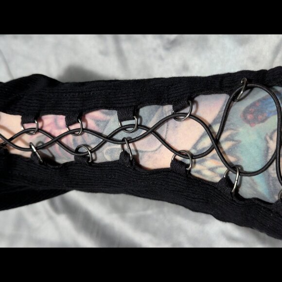 Noctex Lace Up Leg Warmers Thigh Highs Black Medium - Picture 6 of 8